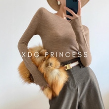 港米服饰/2025秋冬款意式极简精纺羊毛水波纹针织衫打底衫女秋冬