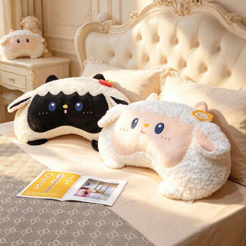 Cartoon cordero almohada juguete de peluche oveja muñeca almohada doblada almohada cojín de cabecera regalos para niños niñas