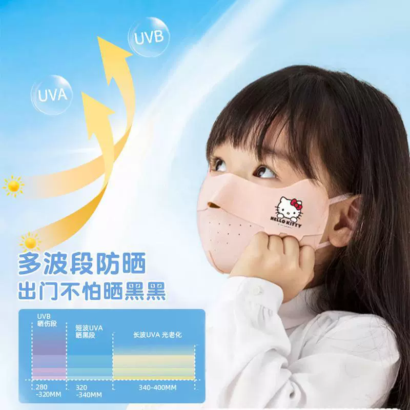 Аутентичная детская солнцезащитная маска Sanrio для мальчиков и девочек, бесследная летняя дышащая тонкая маска из ледяного шелка с защитой от ультрафиолета