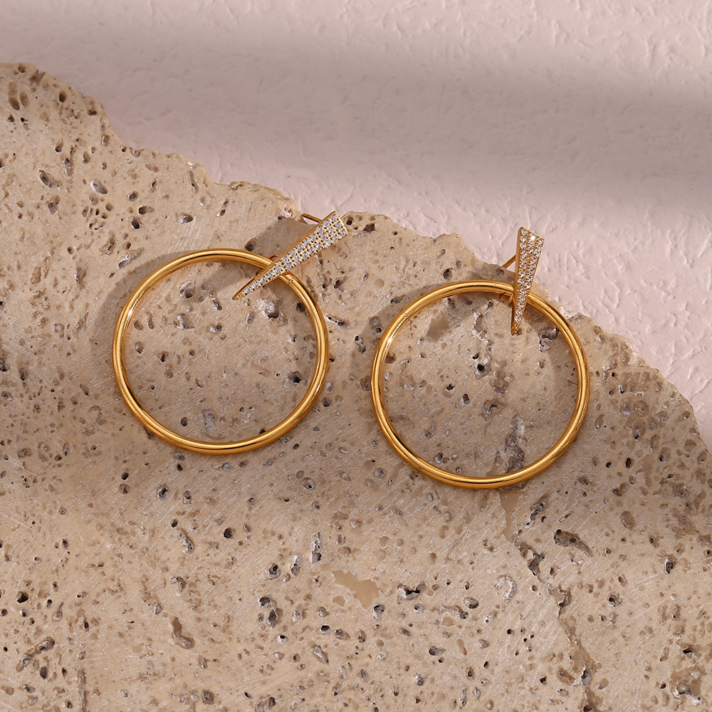 Fashion Circle Stainless Steel Earrings Inlay Zircon Stainless Steel Earrings