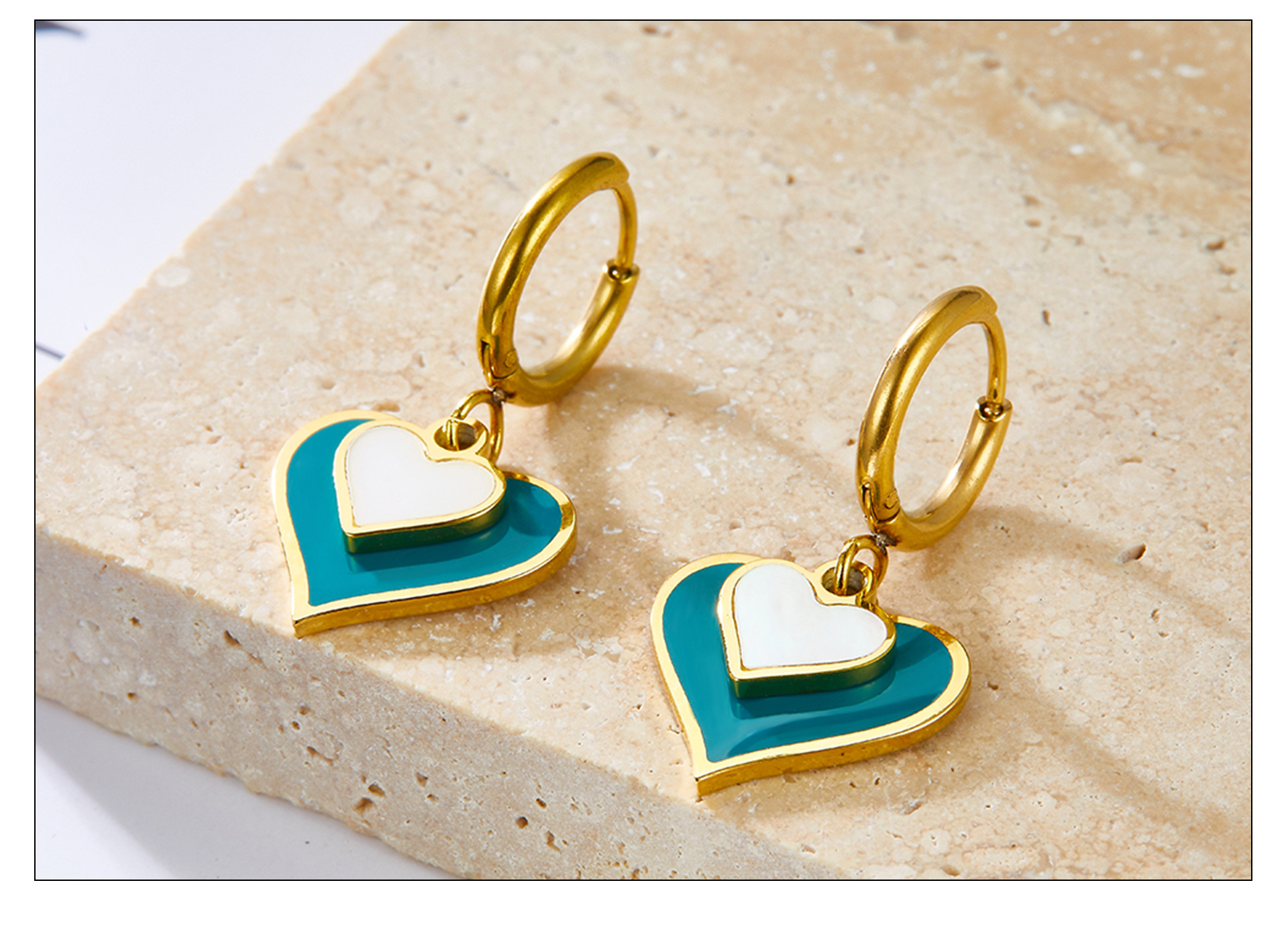 Fashion Water Droplets Heart Shape Stainless Steel Plating Drop Earrings 1 Pair