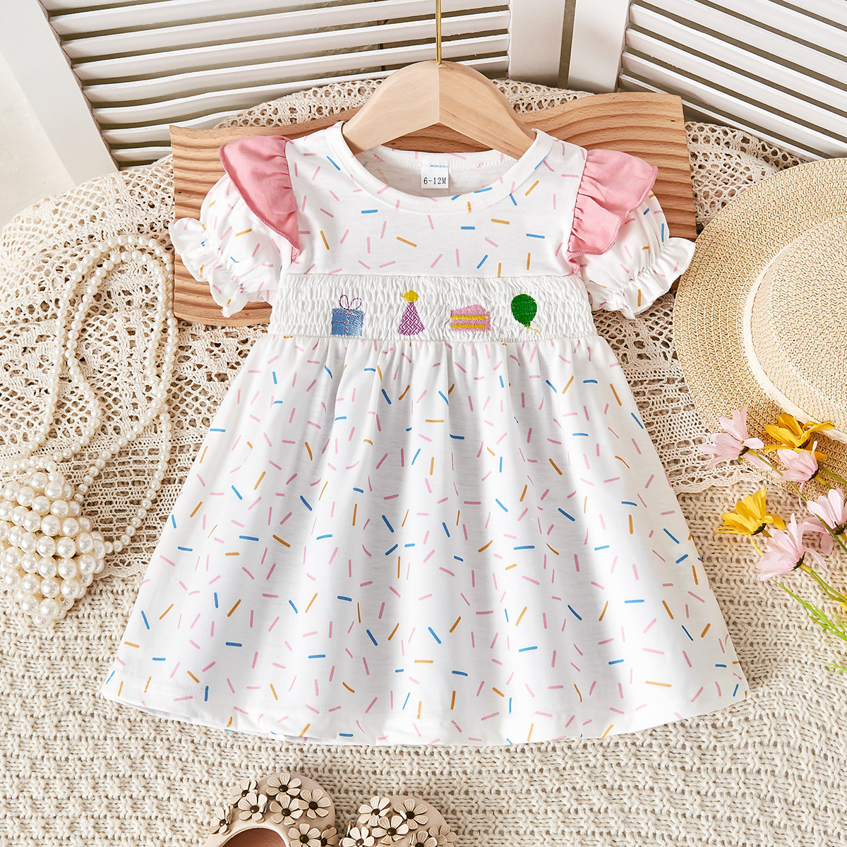 Summer Short-Sleeved Girls' Embroidered Dress Cute Baby Girl Princess Dress