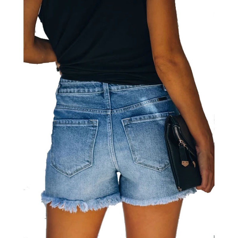 Jeans Rotos de Tiro Alto para Mujer de Mezclilla de Algodón, Alta Elasticidad y Corte Recto