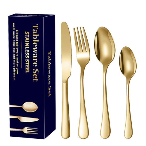 Cross-border 1010 tableware set of 24 pieces, dessert spoon, Amazon best-selling hotel western cuisine steak knife fork spoon set