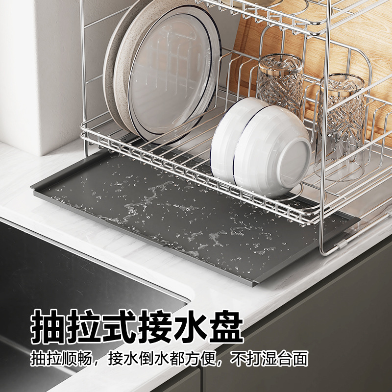 304不锈钢碗架厨房碗碟沥水置物架桌面双层晾碗盘碗筷收纳架杯架|undefined