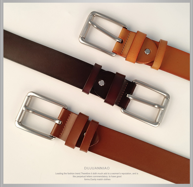 Herren Ledergürtel, Echtes Rindsleder Retro Dornschließe_voghion.com