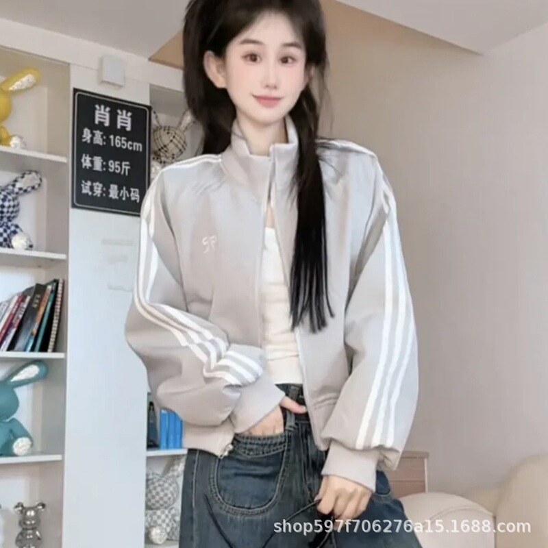 韩系休闲宽松立领夹克短外套女2025年秋季新款宽松小个子百搭上衣|undefined
