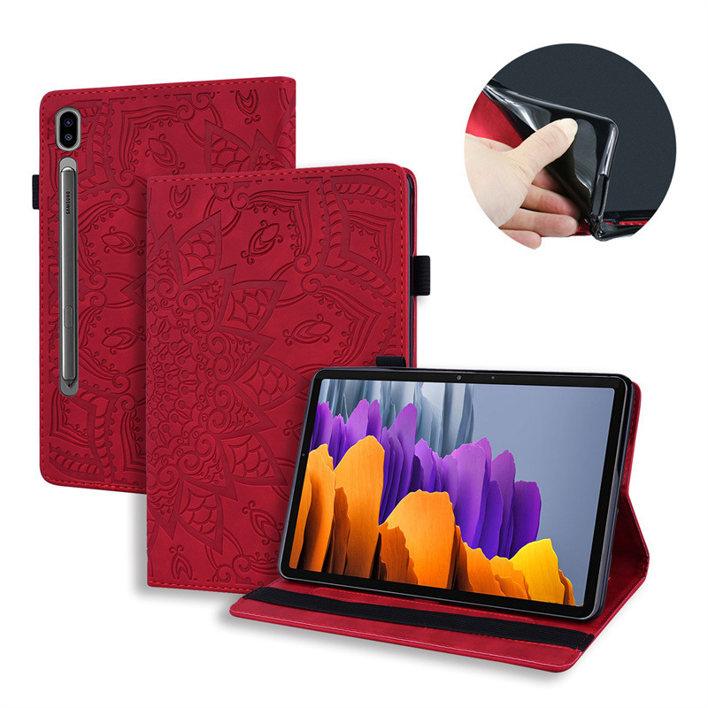 For Samsung S10 protective case flat S9 Ultra14.6 inch leather case s8 /S9plus12.4 calf pattern