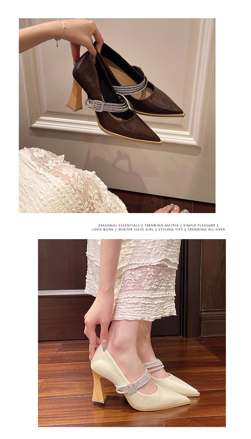 Vintage Mary Jane Shoes For Women With Rhinestones Chunky Heel_voghion.com