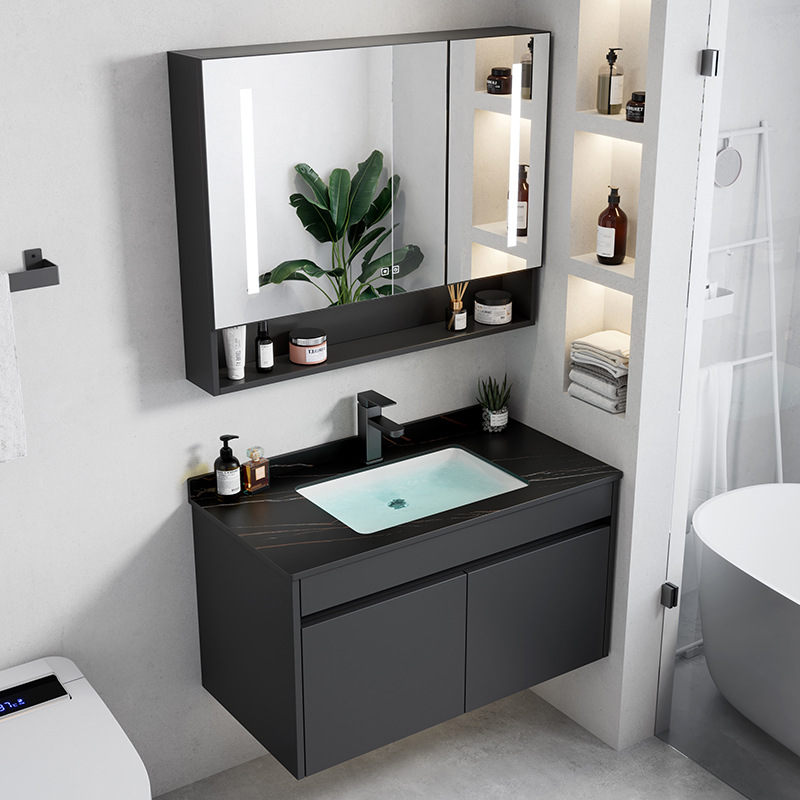 Gabinete de baño de aluminio moderno espacio combinado lavabo lava