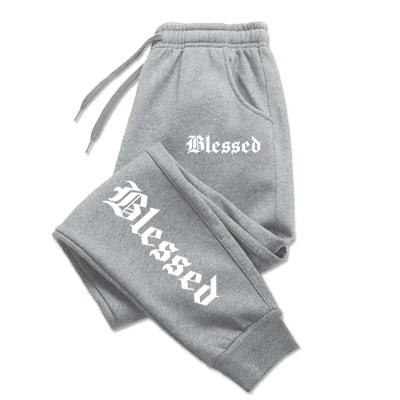 Blessing Letter Print Men's and Women's Sportswear Leggings Sportswear Men's Lace-Up Millennial Bug Pants Jogging Sweatpants