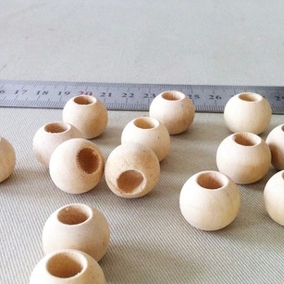 DIY jewelry accessories large hole round wood beads wood loose beads tassel bag accessories 8-40mm blank