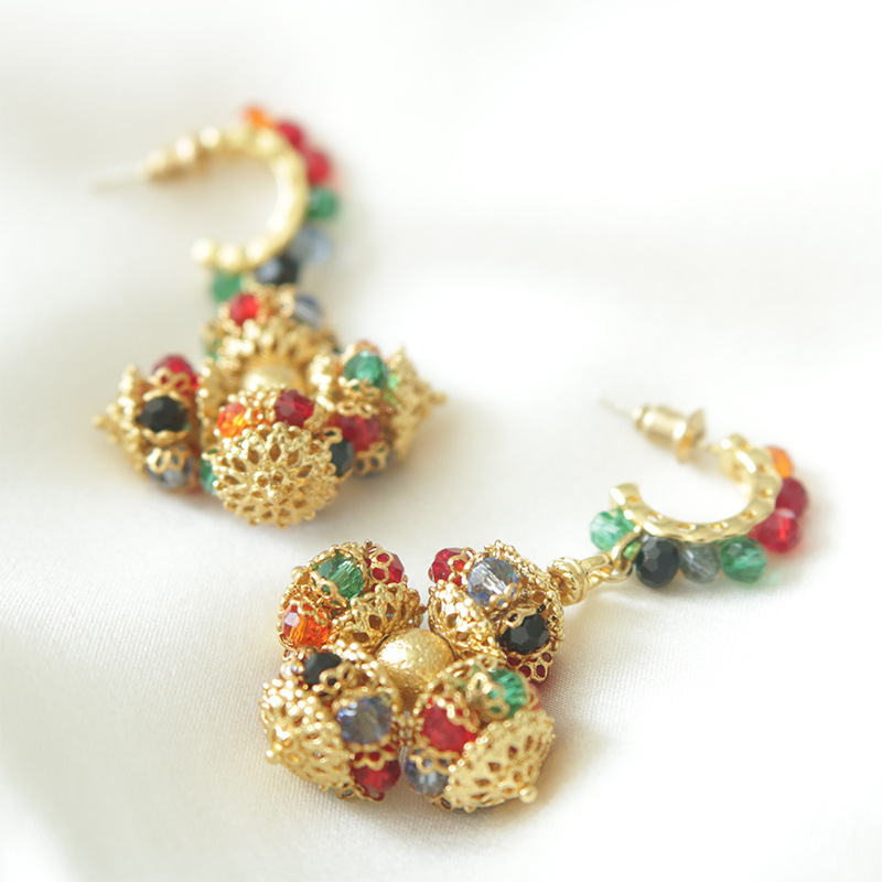 Royal classical style silver needle stud earrings heavy industry retro earrings_voghion.com