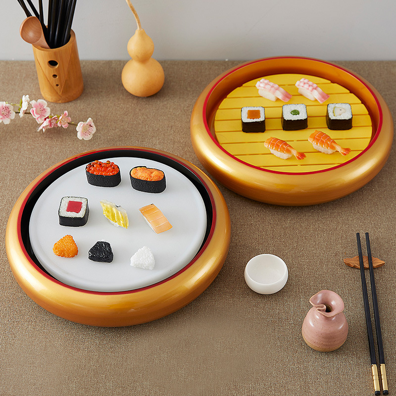 Round Golden Sukiyaki Fish Platter, Salmon Sashimi Plate, Barbecue Plate, Commercial Round Deep Plate, Buffet Fruit Plate Round Golden Sukiyaki Fish Platter, Salmon Sashimi Plate, Barbecue Plate, Commercial Round Deep Plate, Buffet Fruit Plate