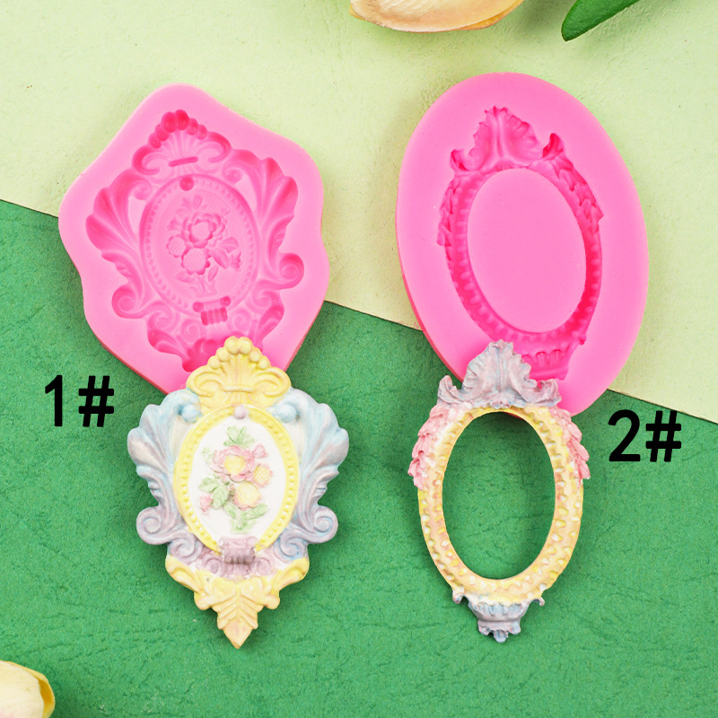Bricolaje hornear marco de fotos de estilo europeo Marco fondant molde de silicona decoración de la torta molde de chocolate digital molde de arcilla