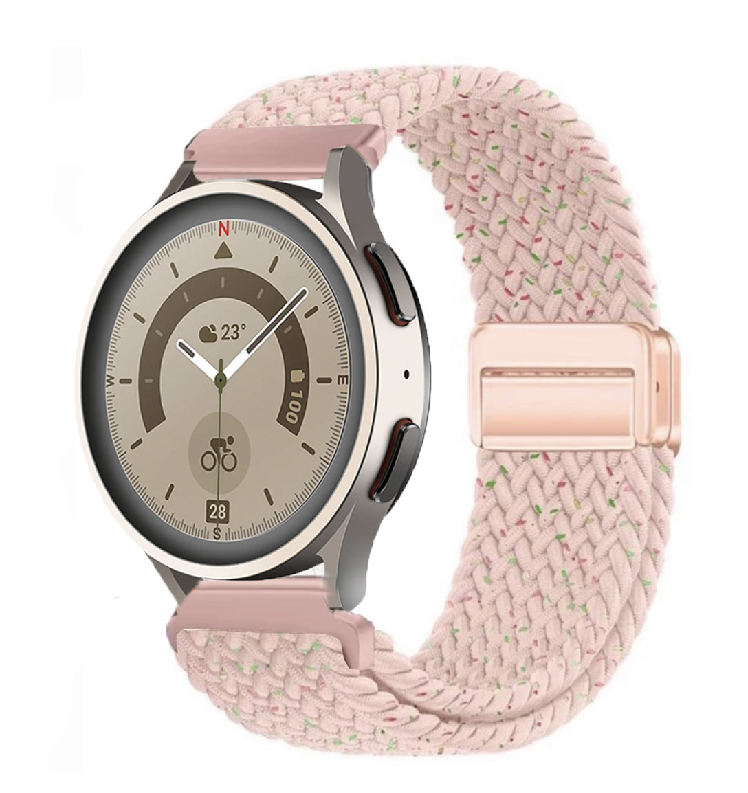 Adecuado para correa de reloj Huawei GT5 con hebilla de succión magnética, correa de reloj deportivo Samsung watch7 elástica y transpirable tejida de nailon