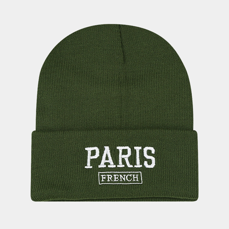 Korean version of Instagram large edition knitted for women with small embroidered letters, woolen pullover hat, big_voghion.com