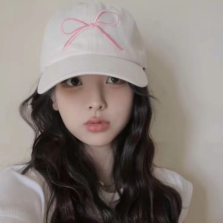 154g Weight Women's Lady Bow Knot Curved Eaves Baseball Cap