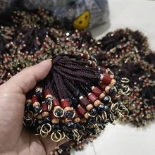 祥云珠星月菩提桶珠咖啡咖色平结活扣钥匙绳编织钥匙扣挂件配件