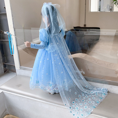 Not sold separately, Elsa Princess Scarf Frozen Elsa Scarf for Girls, net chiffon, windbreaker length, floor-length