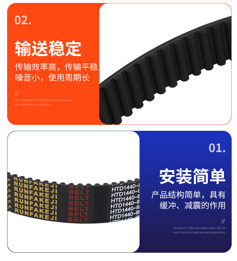14M rubber synchronous belt industrial transmission belt arc-tooth rubber synchronous belt single-sided tooth synchronous belt