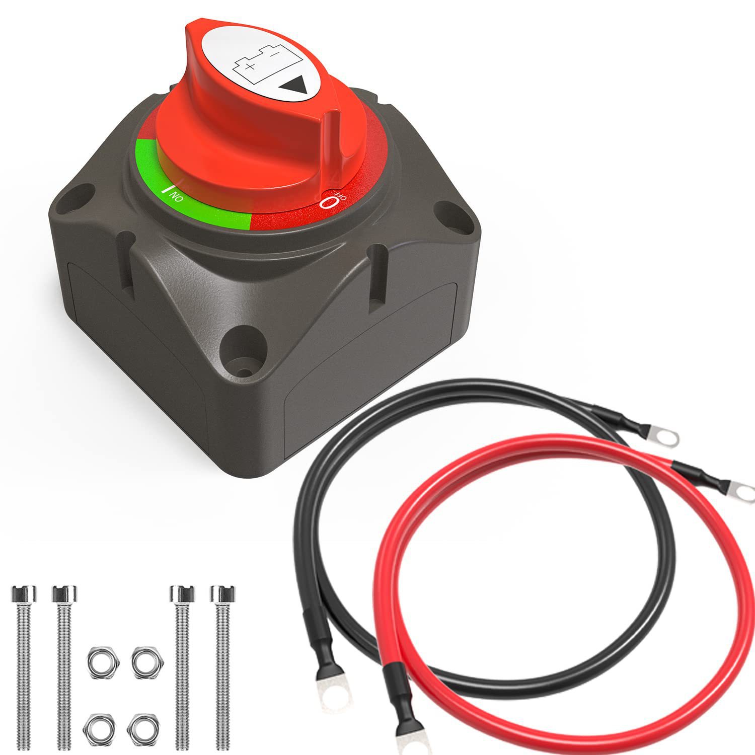 电池断开开关6AWG 20英寸电池电缆组，12V-48V电池关闭开关套组