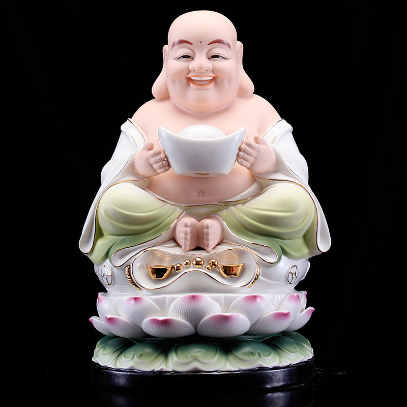本器  弥勒佛 笑佛陶瓷供奉家用摆件 如意弥勒佛菩萨佛像居家装饰