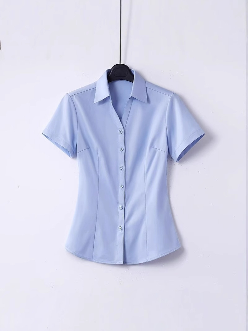 Women's New Summer Short-Sleeved Workplace White Shirt Commuting Simple Design Top Crisp and Neat Shirt Versatile Work Clothes