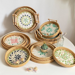 Nordic Light Luxury Shell Tray Natural Shell Storage Perfume Aromatherapy Tray Decorative Breakfast Pastry Tea Tray