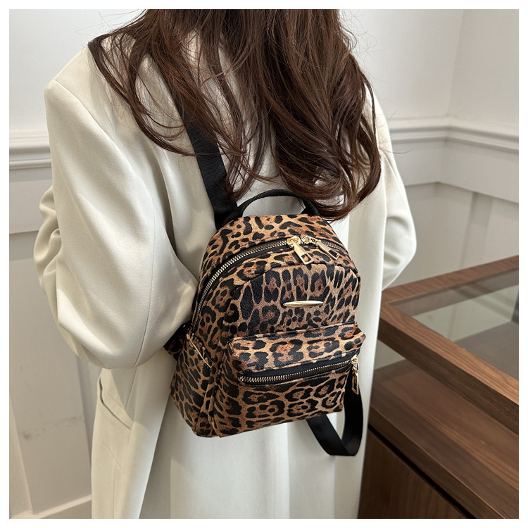 487g Weight Polyester Lining Material Sewing Thread Fashion Element Zipper Closure Type Double Shoulder Straps, Top Handle Strap Type Casual, Daily, Shopping Occasion Pu Leather Material Women's Backpack Backpack Leopard Pattern All Seasons Season Women's Gender Classic Style Style Shell Shape Leopard Casual Daily Shopping Women's Backpack 7