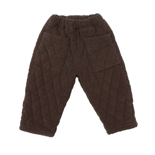 Korean children's clothing children's new winter quilted trousers for boys and girls baby quilted rhombus thickened corduroy trousers
