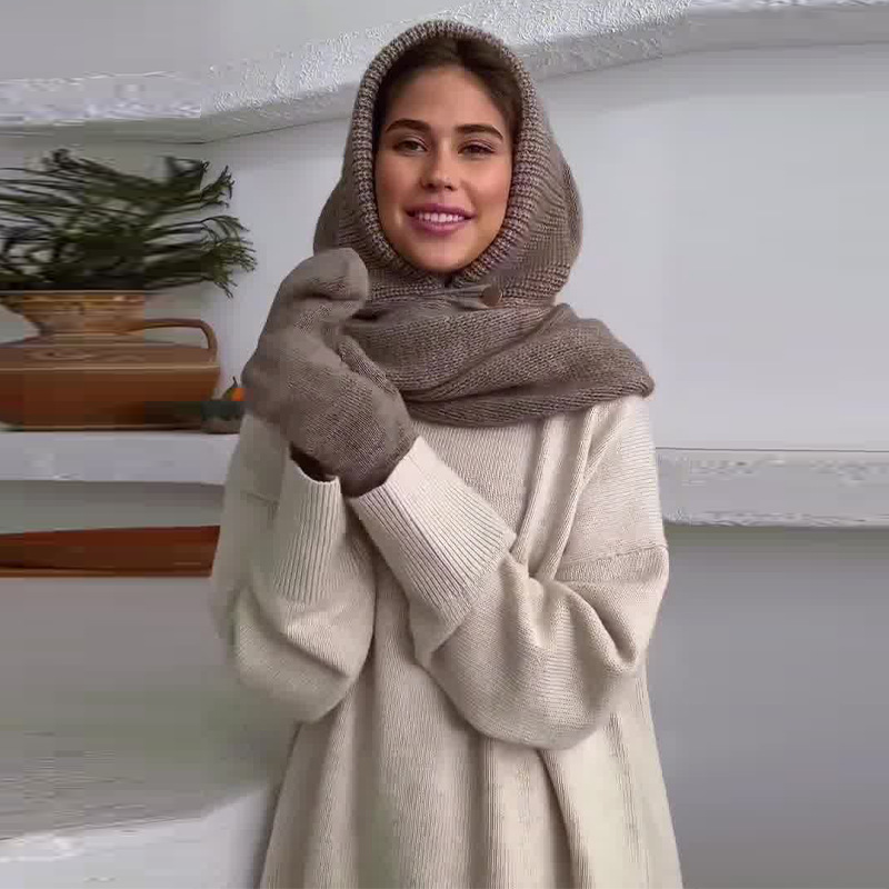 2024 otoño nuevo Europa y América Amazon transfronterizo ropa de mujer encapuchada turba en un grueso guante caliente dos piezas conjunto