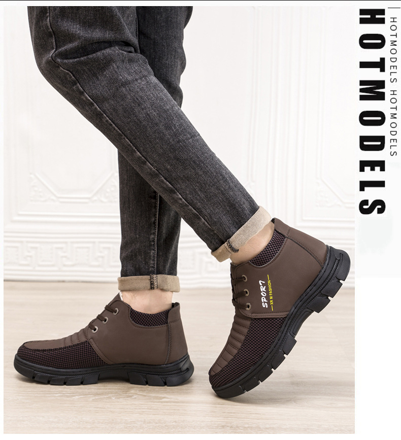 Bottes de neige d'hiver 2025 pour hommes, résistantes et durables, semelle souple antidérapante, doublure polaire, chaudes et épaisses, idéales pour la randonnée en extérieur._voghion.com