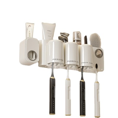 牙刷架子置物架卫生间挂式牙膏挂架漱口杯免打孔牙缸架刷牙壁挂式