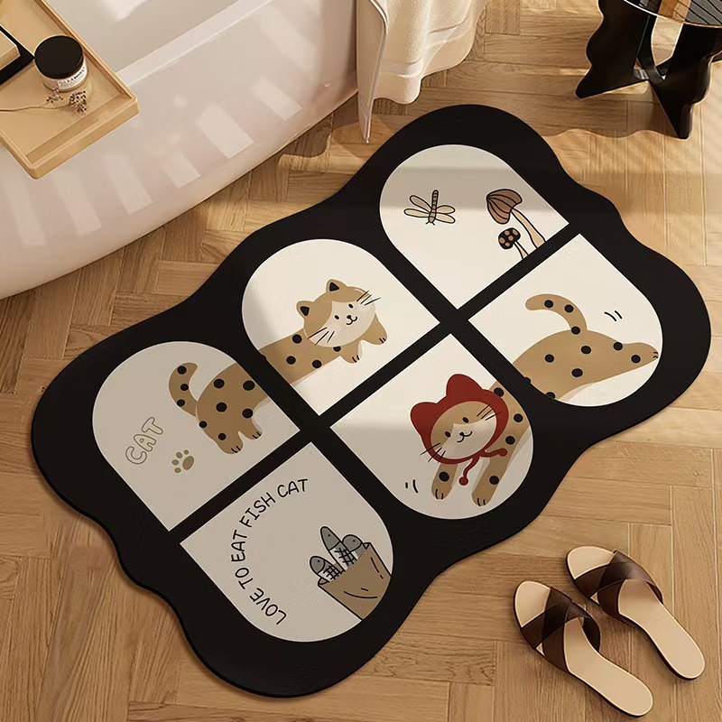 Rutschfeste Badezimmermatte mit Tiermotiven, saugfähig, schnelltrocknend, abriebfest, aus Diatomit für das Badezimmer_voghion.com