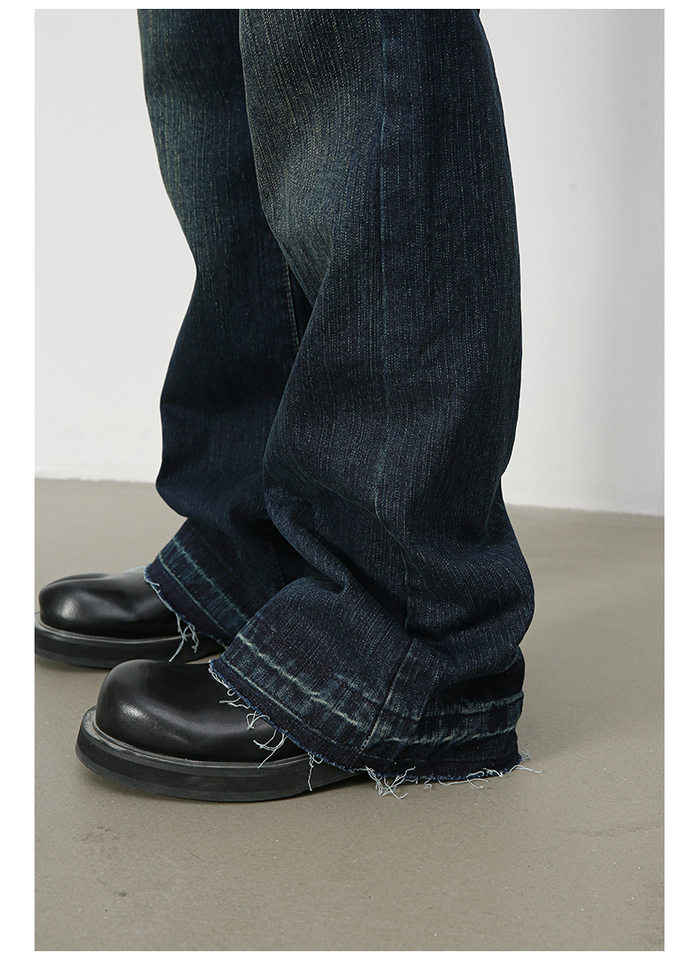 Quần jean nam ống loe nhẹ kiểu Mỹ, quần dài denim thoải mái — màu xanh chi tiết 12