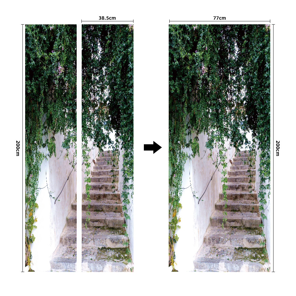 Pegatinas para puertas 3D respetuosas con el medio ambiente, autoadhesivos, fabricantes de origen al por mayor, patrones populares transfronterizos de alta definición, adhesivos para puertas impermeables, a prueba de aceite y antiincrustantes