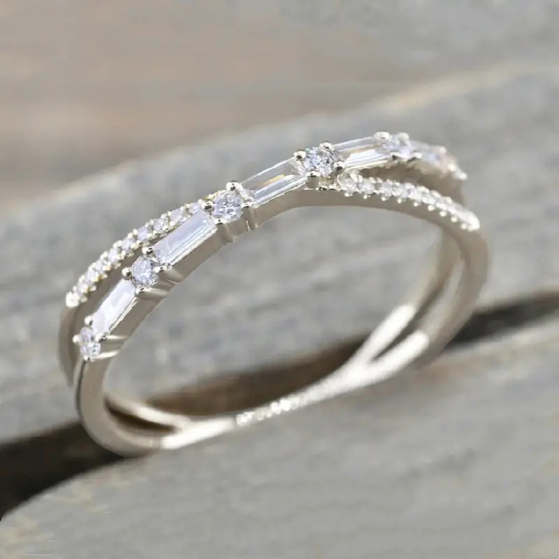 Rings Classification Copper Inlay Geometric Zircon Rings