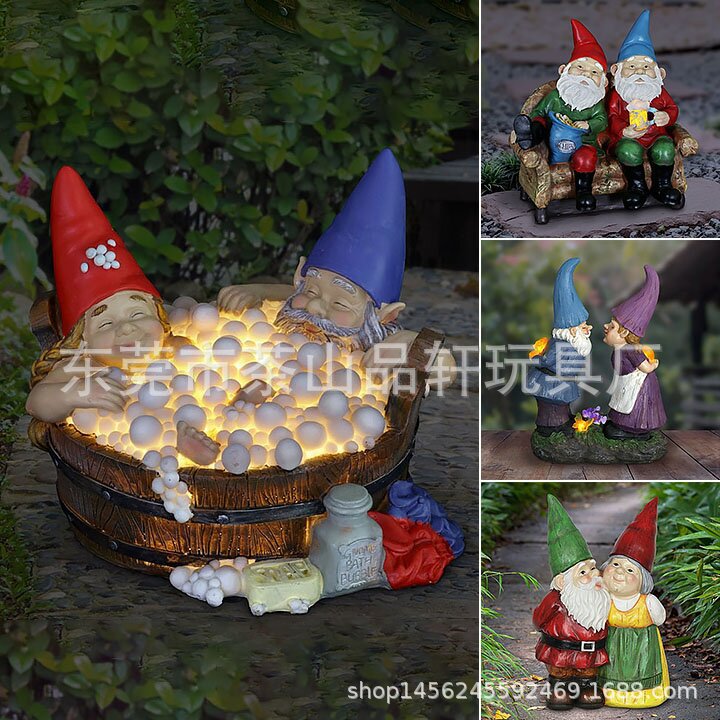 Time Bubble Bath Dwarf Ornaments Lazy Sofa Dwarf Couple Kiss Dwarf Resin Crafts