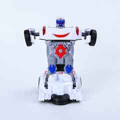 Cross-border electric all-automatic omni-directional transforming police car robot with colorful lights and music, men's and children's toy car gift