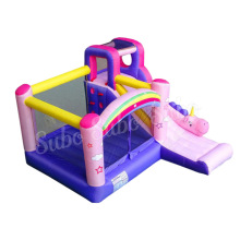 大型室内外充气城堡蹦床带粉红色独角兽组合充气滑梯蹦床淘气E18