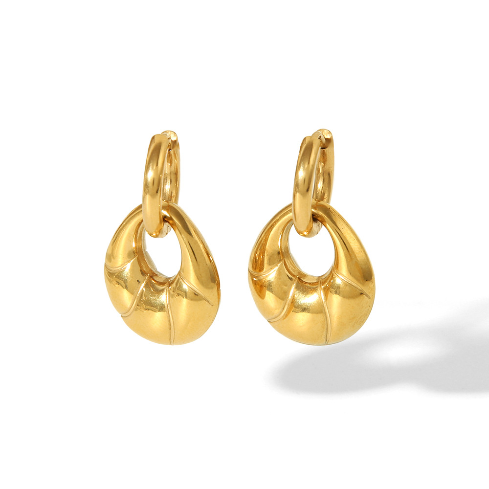 1 Pair Casual Simple Style Geometric 316L Stainless Steel  18K Gold Plated Drop Earrings display picture 7