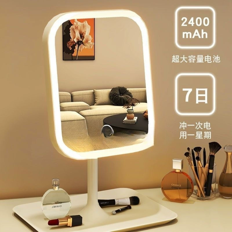 Зеркало с LED-подсветкой для туалетного столика, настольное, для дома и спальни, инстаграм-стиль, для девочек, общежитие, большое квадратное зеркало