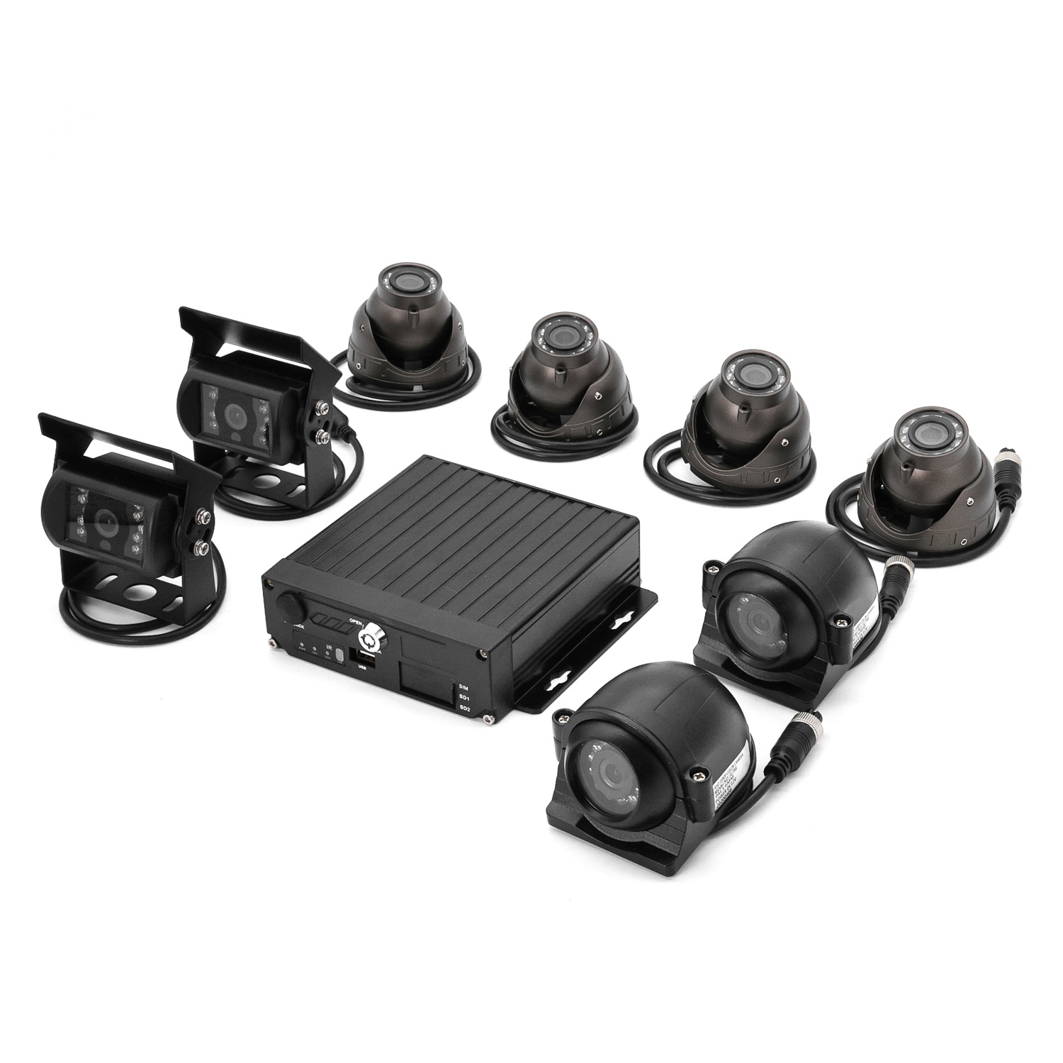 8 vías tarjeta SD dual carregada tarjeta SD dual 256GB conjunto de grabadora de vídeo 1080P cámara de 7 pulgadas pantalla image 5