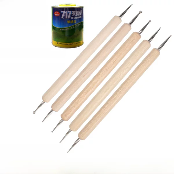 Factory supply 5 decorated flower nail art point drill pen nail art point pen wooden rod double point drill pen wholesale