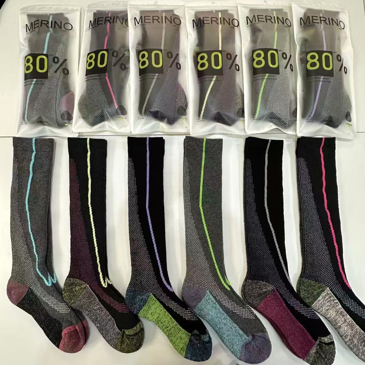 Merino Wool Socks, Fully Towel-Lined, Thickened for Warmth, Unisex Hiking Long Sports Socks, Outdoor Skiing Socks Wholesale