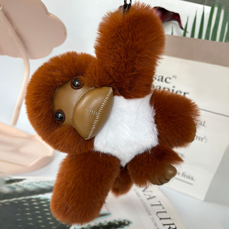 Imitación de piel de conejo rex adornos de mono lindo muñeco de peluche colgante de mochila escolar colgante de llavero de coche