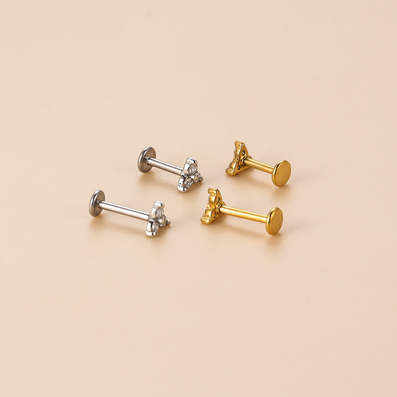 Fashion Geometric Stainless Steel Plating Zircon Lip Stud display picture 5