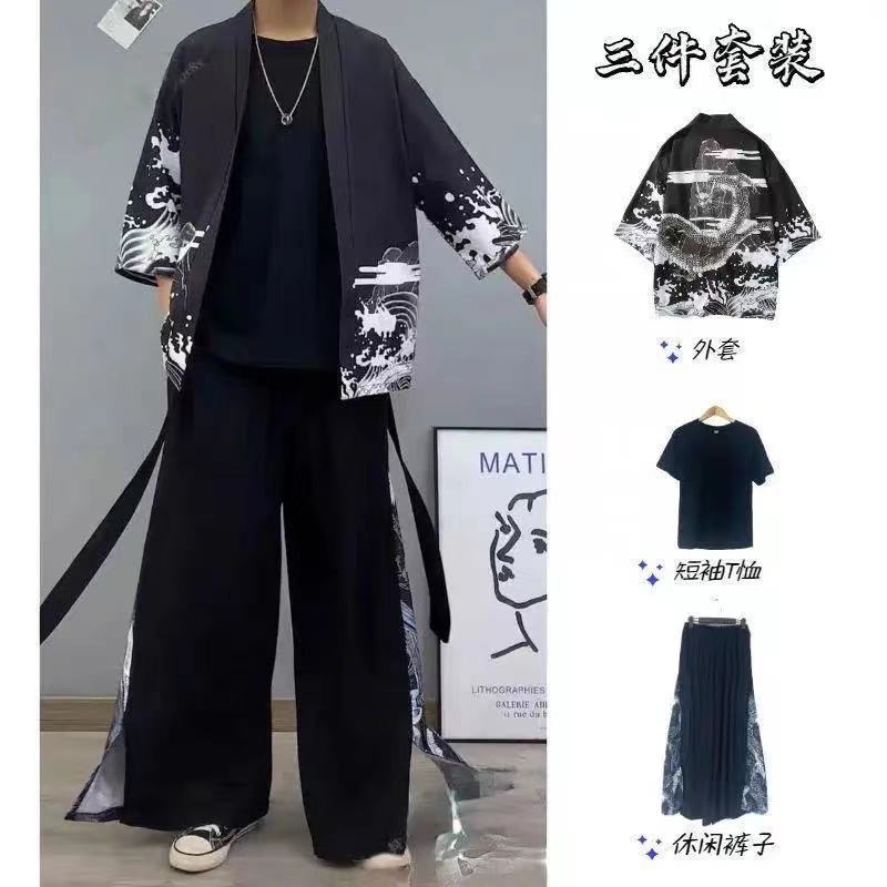 Chinese dragon black jacket + black t + black pants