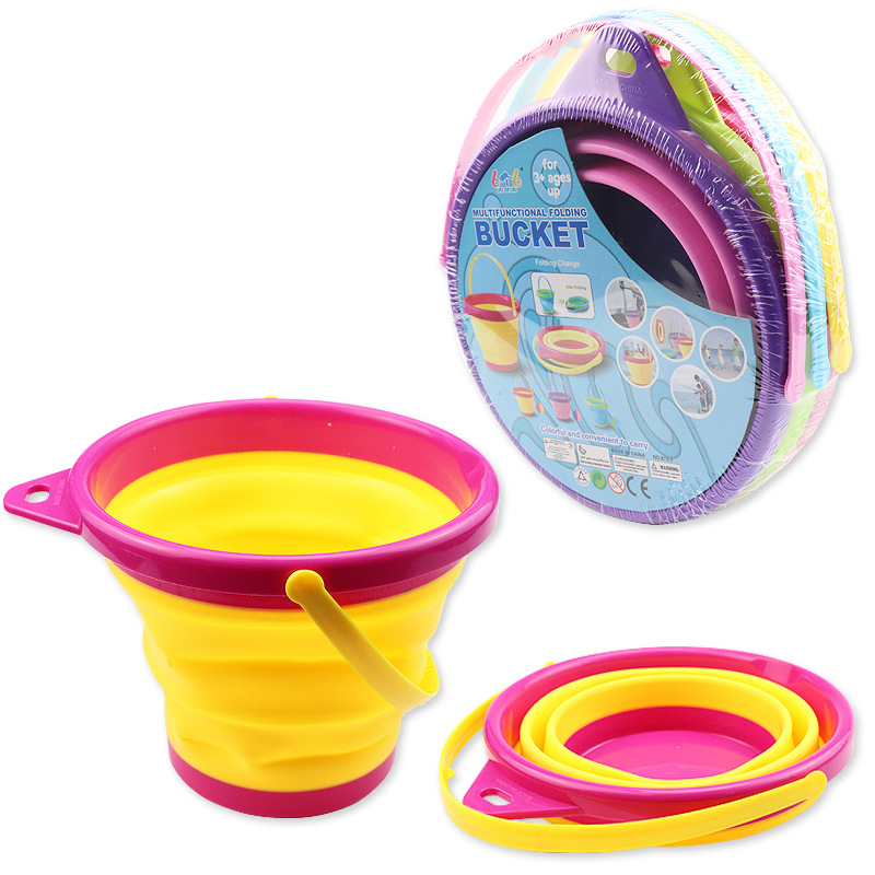 Cubo plegable retráctil flexible pegamento portátil 2.5L Cubo de playa Cubo de nieve Playa cubo redondo plegable al aire libre